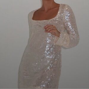 Rumored New NWT Sequin Moonstruck Mini Dress Pearled White Size Medium